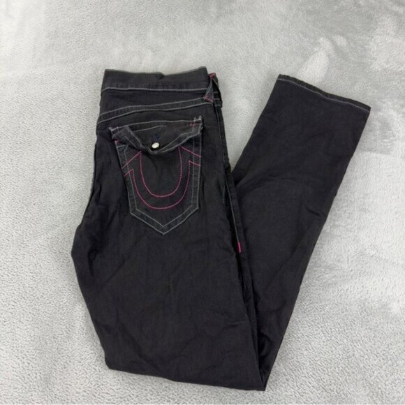 True Religion NWOT Ricky Flap SN 105712 Mens Size 35x33 Thick Pink Stitching - Picture 1 of 6